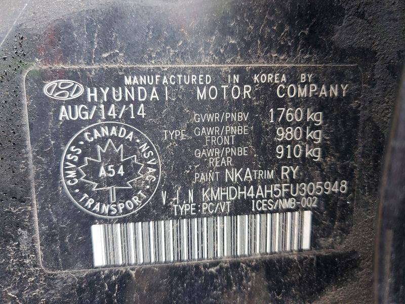 Продажа на аукционе авто 2015 Hyundai Elantra, vin: KMHDH4AH5FU305948, номер лота: 66027416