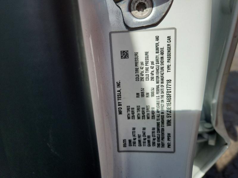 Aukcja sprzedaży 2025 Tesla Model 3, vin: 5YJ3E1EA6SF017718, numer aukcji: 64739206