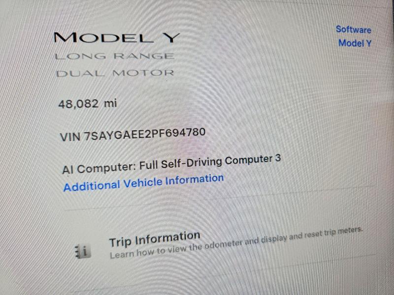 62743876 :رقم المزاد ، 7SAYGAEE2PF694780 vin ، 2023 Tesla Model Y مزاد بيع