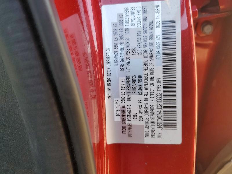Продажа на аукционе авто 2018 Mazda Cx-9, vin: JM3TCACY4J0210802, номер лота: 66137036