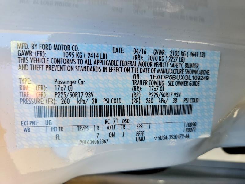 Aukcja sprzedaży 2016 Ford C-max, vin: 1FADP5BUXGL109249, numer aukcji: 65397976
