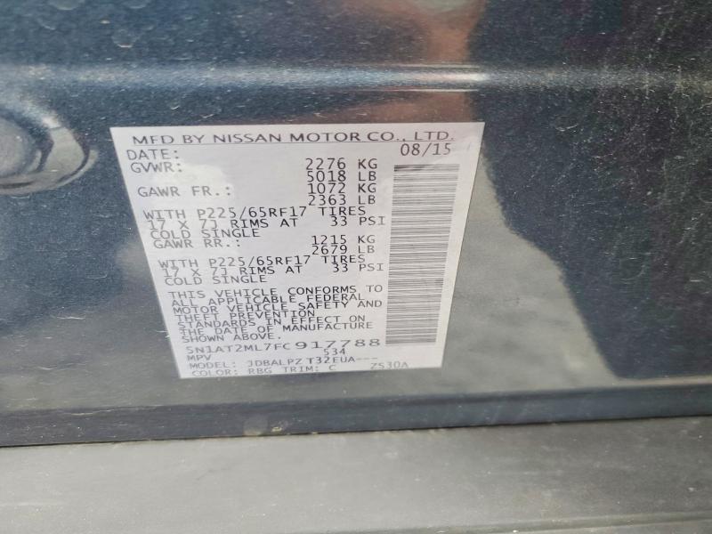 Aukcja sprzedaży 2015 Nissan Rogue, vin: 5N1AT2ML7FC917788, numer aukcji: 63501616