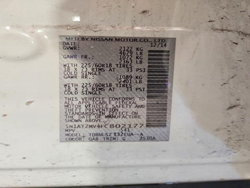 Продажа на аукционе авто 2015 Nissan Rogue, vin: 5N1AT2MV4FC802177, номер лота: 62851306