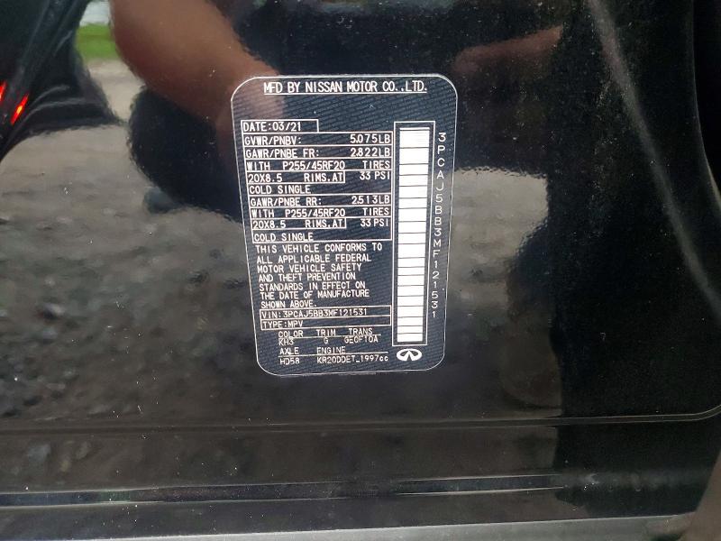 Aukcja sprzedaży 2021 Infiniti Qx50, vin: 3PCAJ5BB3MF121531, numer aukcji: 65637246