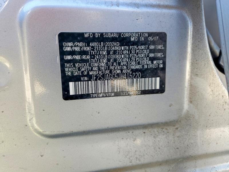 Aukcja sprzedaży 2018 Subaru Forester, vin: JF2SJAGC5JH415220, numer aukcji: 64282516