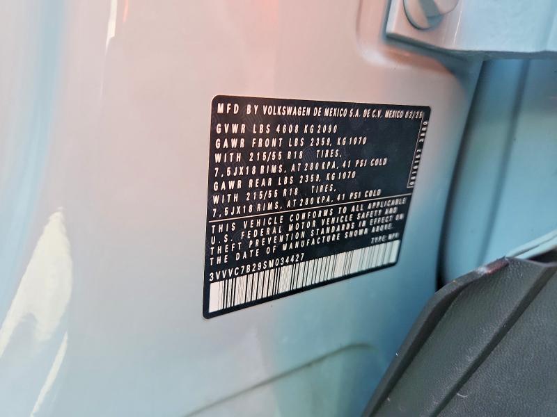 Aukcja sprzedaży 2025 Volkswagen Taos, vin: 3VVVC7B29SM034427, numer aukcji: 63591736