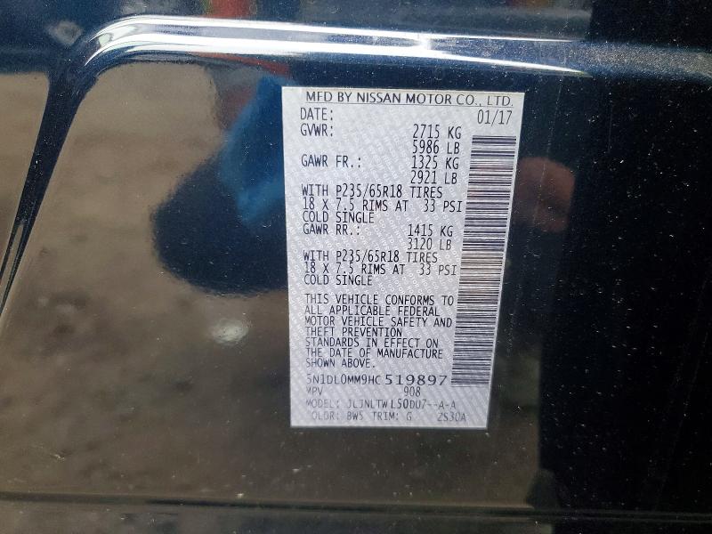 Aukcja sprzedaży 2017 Infiniti Qx60, vin: 5N1DL0MM9HC519897, numer aukcji: 66337266