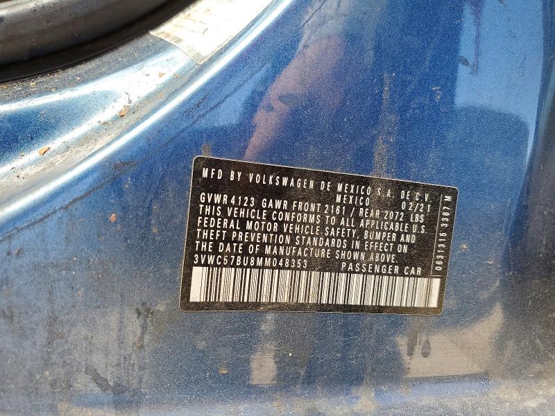 Aukcja sprzedaży 2021 Volkswagen Jetta, vin: 3VWC57BU8MM048353, numer aukcji: 62801576