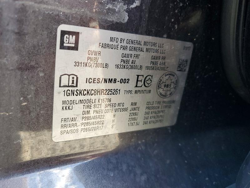 Aukcja sprzedaży 2017 Chevrolet Tahoe, vin: 1GNSKCKC8HR225261, numer aukcji: 65374496