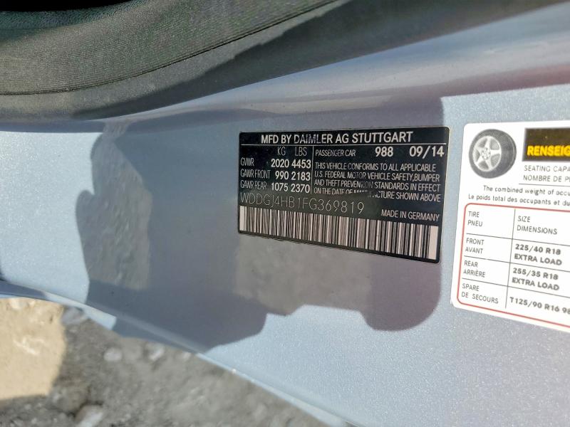 66824746 :رقم المزاد ، WDDGJ4HB1FG369819 vin ، 2015 Mercedes-benz C مزاد بيع