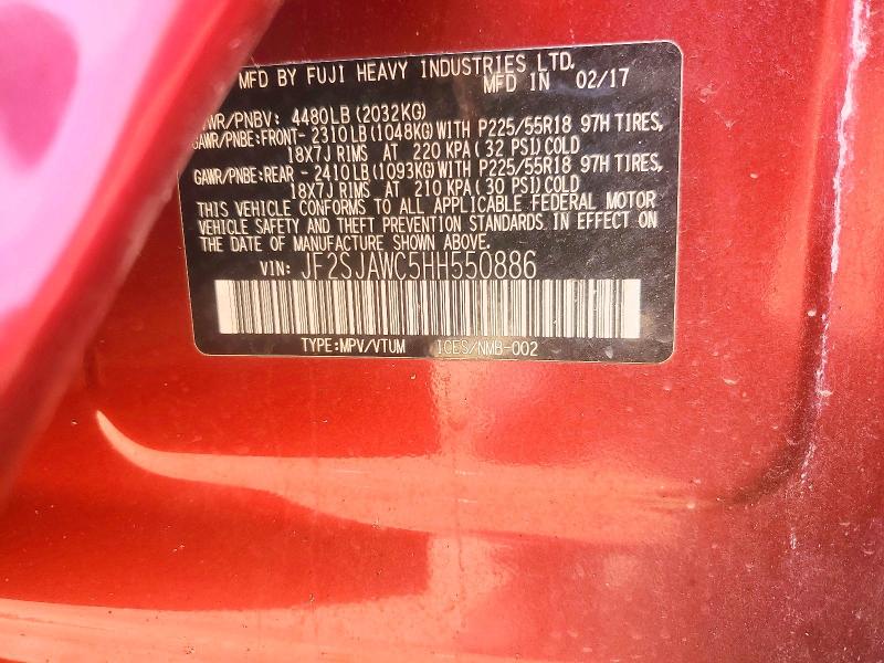 Aukcja sprzedaży 2017 Subaru Forester, vin: JF2SJAWC5HH550886, numer aukcji: 64410316