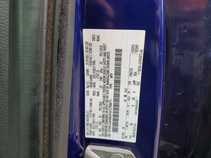 Продаж на аукціоні авто 2015 Ford Escape, vin: 1FMCU0G93FUC76871, номер лоту: 64982016