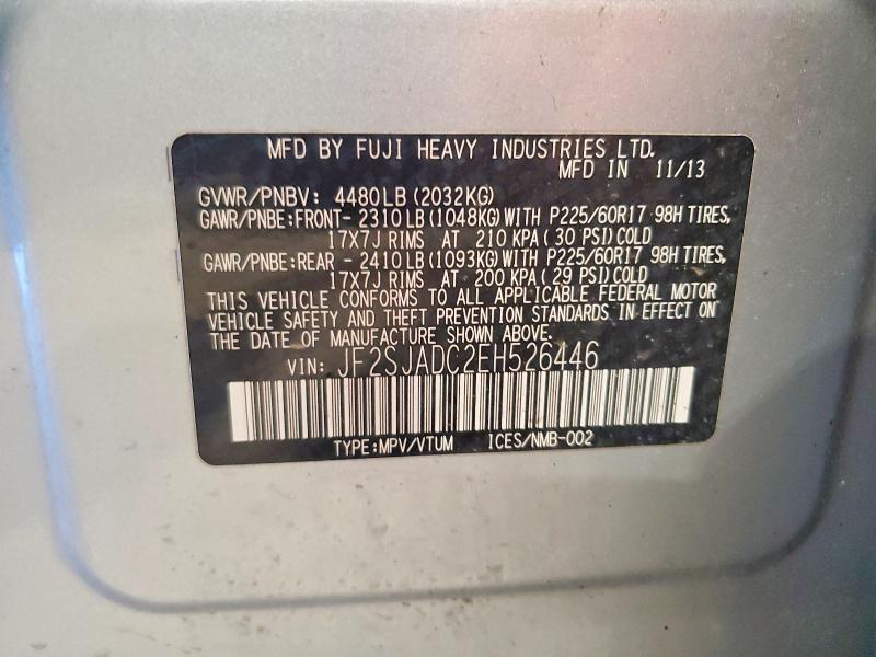 Продаж на аукціоні авто 2014 Subaru Forester, vin: JF2SJADC2EH526446, номер лоту: 64086546