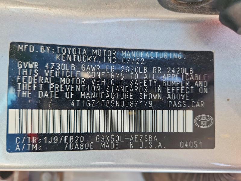 64219556 :رقم المزاد ، 4T1GZ1FB5NU087179 vin ، 2022 Toyota Avalon مزاد بيع