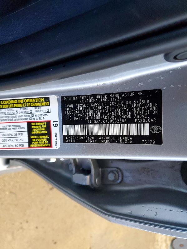 Aukcja sprzedaży 2025 Toyota Camry, vin: 4T1DAACKXSU562688, numer aukcji: 65890366
