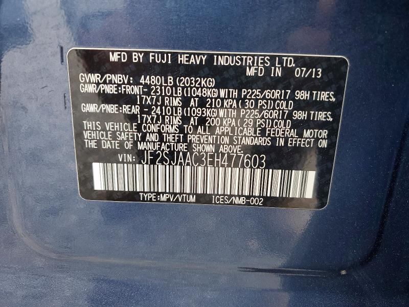 Продаж на аукціоні авто 2014 Subaru Forester, vin: JF2SJAAC3EH477603, номер лоту: 66047426