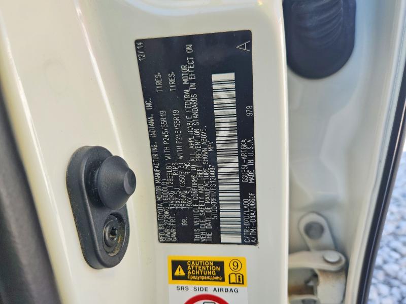 2015 Toyota Highlander მანქანა იყიდება აუქციონზე, vin: 5TDDKRFH7FS120087, აუქციონის ნომერი: 66180766