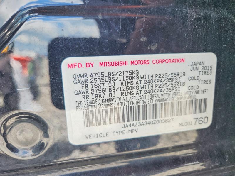 2016 Mitsubishi Outlander მანქანა იყიდება აუქციონზე, vin: JA4AZ3A34GZ003827, აუქციონის ნომერი: 63892566