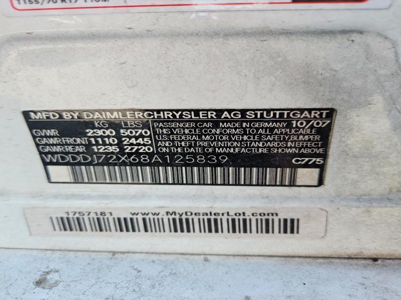 Aukcja sprzedaży 2008 Mercedes-benz Cls, vin: WDDDJ72X68A125839, numer aukcji: 66026756