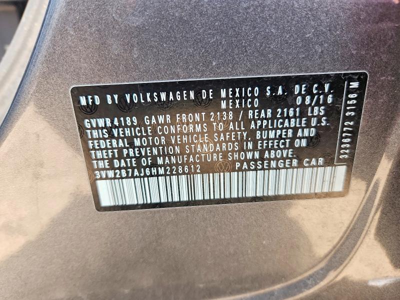 Aukcja sprzedaży 2017 Volkswagen Jetta, vin: 3VW2B7AJ6HM228612, numer aukcji: 65821636