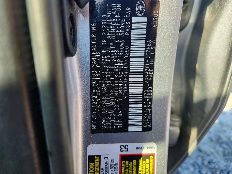 Продаж на аукціоні авто 2019 Toyota Camry, vin: 4T1B61HK4KU740290, номер лоту: 64908866