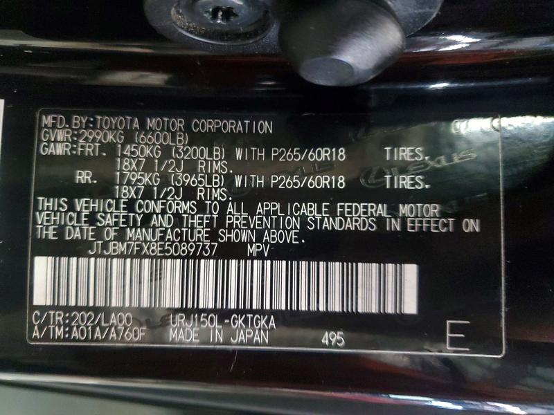 Продажа на аукционе авто 2014 Lexus Gx, vin: JTJBM7FX8E5089737, номер лота: 64361656