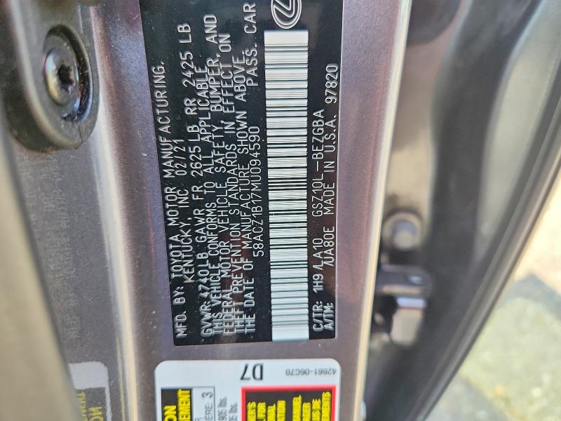 65689796 :رقم المزاد ، 58ACZ1B17MU094590 vin ، 2021 Lexus Es 350 مزاد بيع