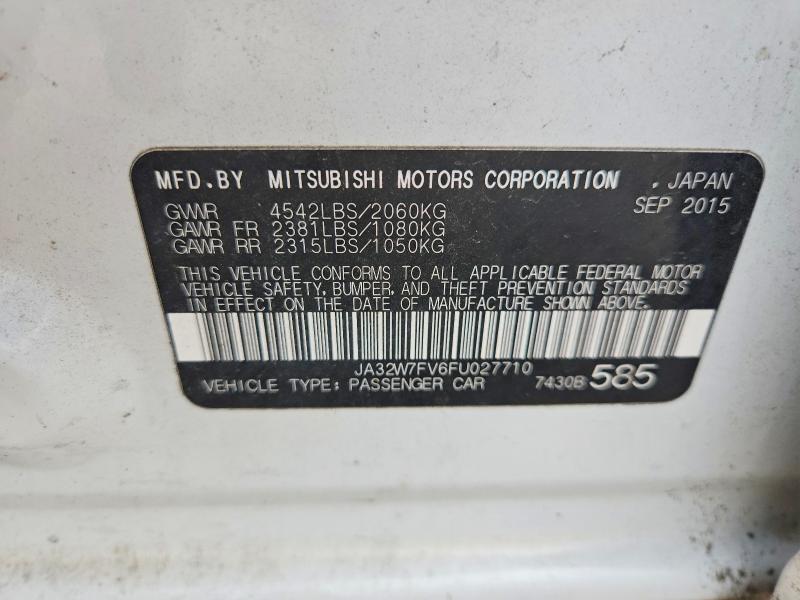 66479156 :رقم المزاد ، JA32W7FV6FU027710 vin ، 2015 Mitsubishi Lancer مزاد بيع