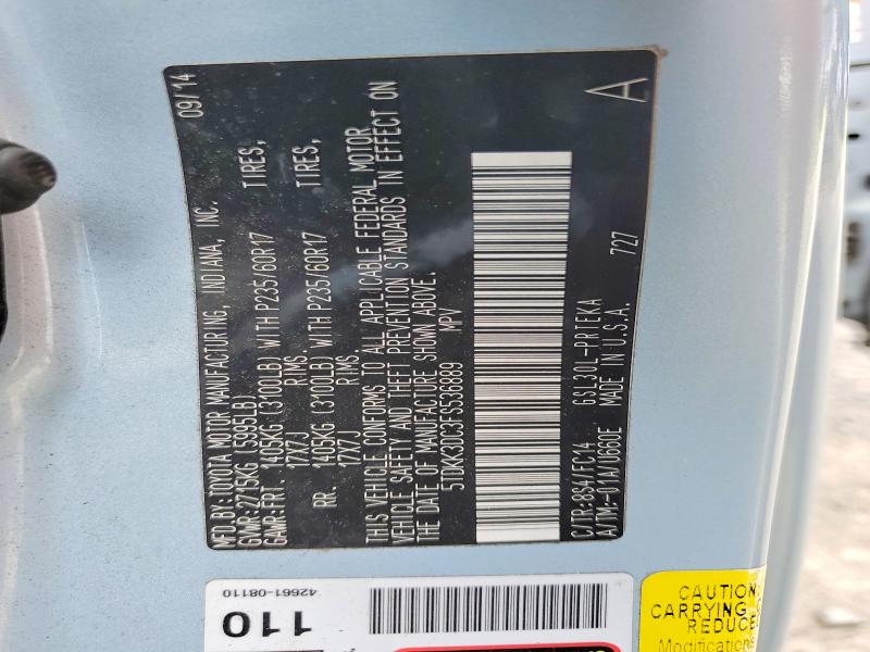 64058096 :رقم المزاد ، 5TDKK3DC3FS536889 vin ، 2015 Toyota Sienna مزاد بيع