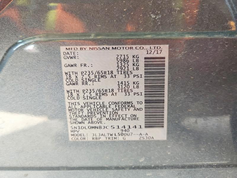 Aukcja sprzedaży 2018 Infiniti Qx60, vin: 5N1DL0MN8JC514141, numer aukcji: 66291956