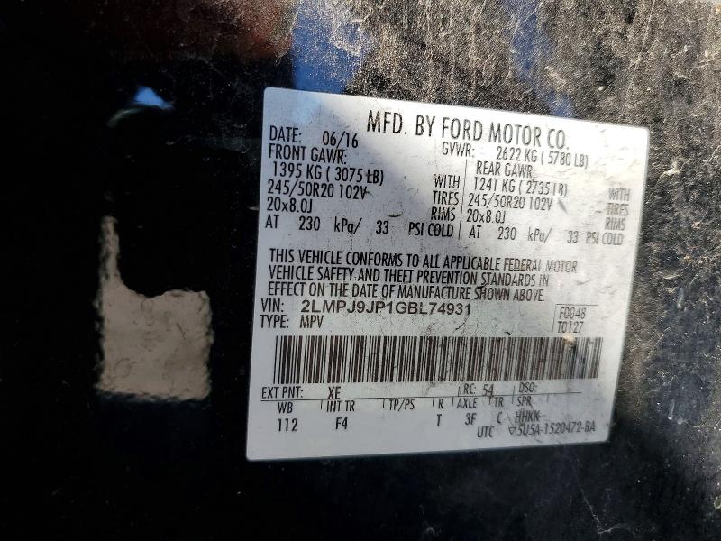 Продажа на аукционе авто 2016 Lincoln Mkx, vin: 2LMPJ9JP1GBL74931, номер лота: 64501076