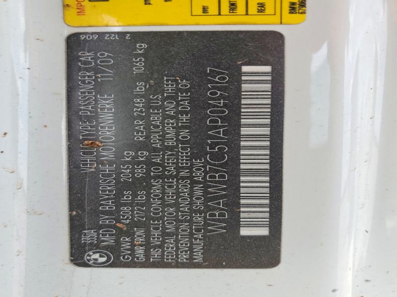 Продажа на аукционе авто 2010 Bmw 335, vin: WBAWB7C51AP049167, номер лота: 66502016