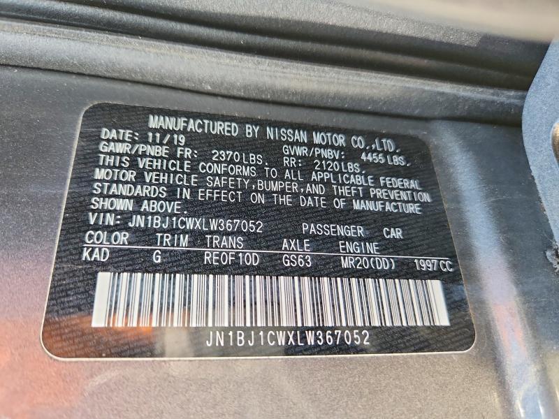 65533226 :رقم المزاد ، JN1BJ1CWXLW367052 vin ، 2020 Nissan Rogue Sport مزاد بيع