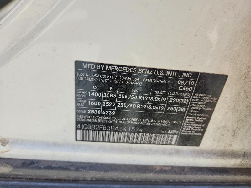 Продажа на аукционе авто 2011 Mercedes-benz Ml, vin: 4JGBB2FB3BA641594, номер лота: 64853526