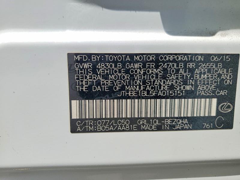 Aukcja sprzedaży 2015 Lexus Gs, vin: JTHBE1BL5FA015151, numer aukcji: 63841946