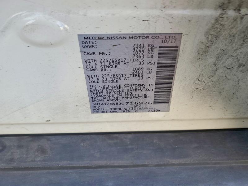 Продаж на аукціоні авто 2018 Nissan Rogue, vin: 5N1AT2MV8JC716976, номер лоту: 64990646