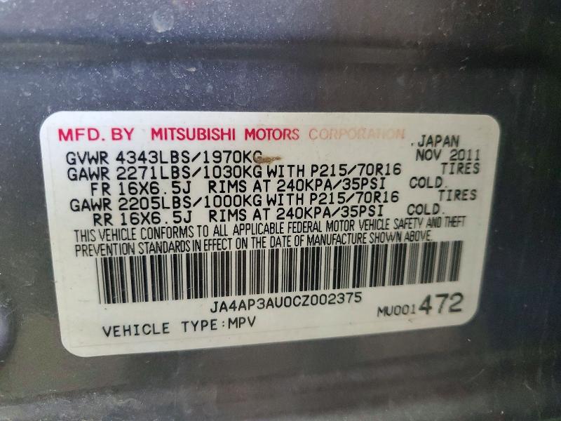 Aukcja sprzedaży 2012 Mitsubishi Outlander Sport, vin: JA4AP3AU0CZ002375, numer aukcji: 67477186