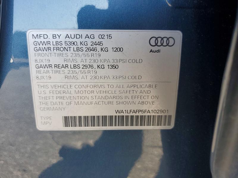 Aukcja sprzedaży 2015 Audi Q5, vin: WA1LFAFP5FA102901, numer aukcji: 64111316
