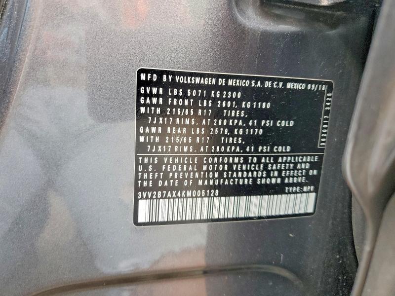 64383306 :رقم المزاد ، 3VV2B7AX4KM005128 vin ، 2019 Volkswagen Tiguan مزاد بيع