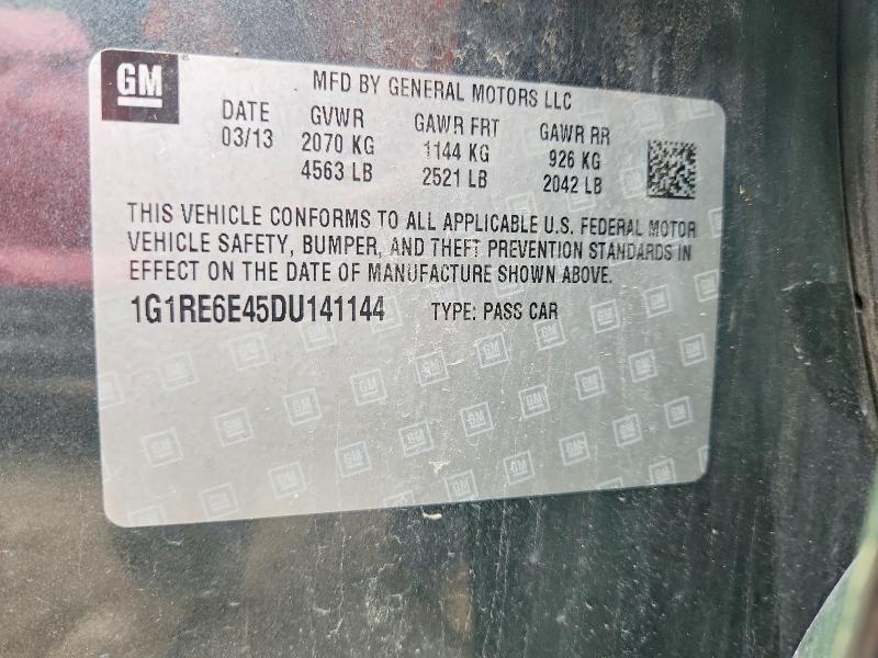 64076666 :رقم المزاد ، 1G1RE6E45DU141144 vin ، 2013 Chevrolet Volt مزاد بيع