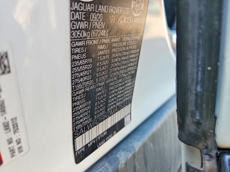 2021 Land Rover Range Rover Sport მანქანა იყიდება აუქციონზე, vin: SALWR2RK0MA753312, აუქციონის ნომერი: 64103706