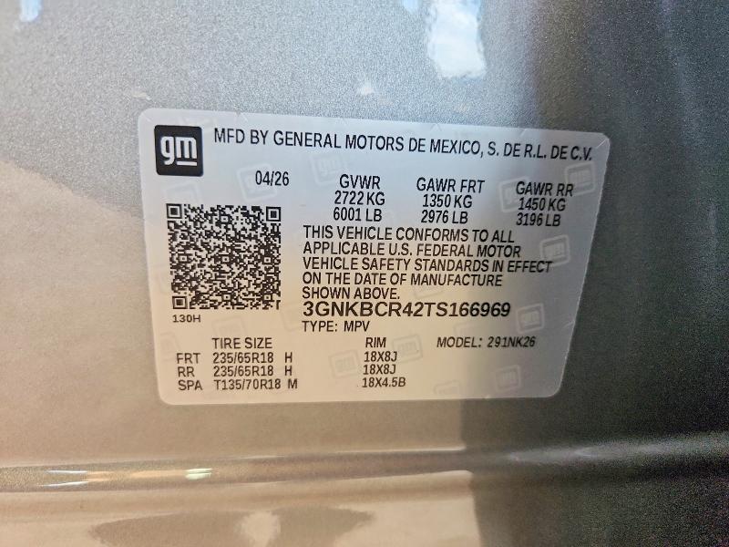 2026 Chevrolet Blazer მანქანა იყიდება აუქციონზე, vin: 3GNKBCR42TS166969, აუქციონის ნომერი: 67092436