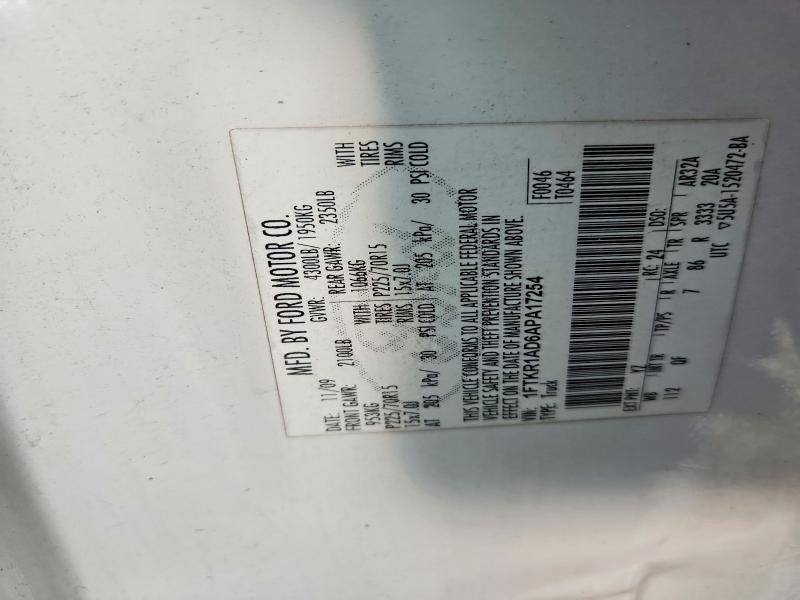 2010 Ford Ranger მანქანა იყიდება აუქციონზე, vin: 1FTKR1AD6APA17254, აუქციონის ნომერი: 66241836