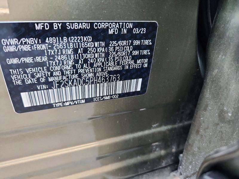 Aukcja sprzedaży 2023 Subaru Forester, vin: JF2SKADC5PH463763, numer aukcji: 64299916