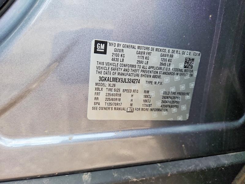 63416286 :رقم المزاد ، 3GKALMEX9JL324274 vin ، 2018 Gmc Terrain مزاد بيع