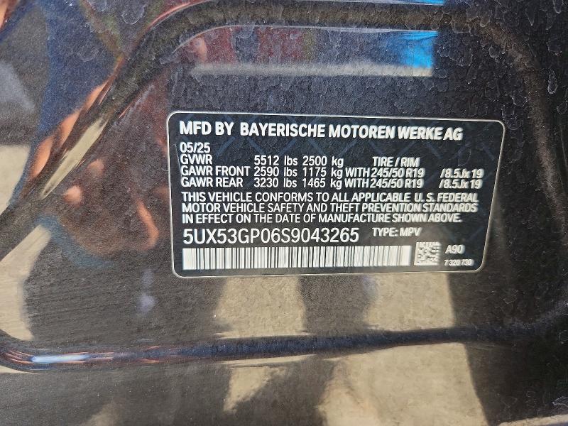 2025 Bmw X3 მანქანა იყიდება აუქციონზე, vin: 5UX53GP06S9043265, აუქციონის ნომერი: 63160866
