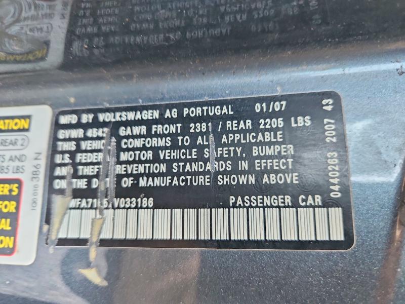 67079636 :رقم المزاد ، WVWFA71F57V033186 vin ، 2007 Volkswagen Eos مزاد بيع