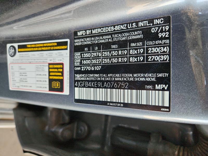 Aukcja sprzedaży 2020 Mercedes-benz Gle, vin: 4JGFB4KE9LA076752, numer aukcji: 64145016