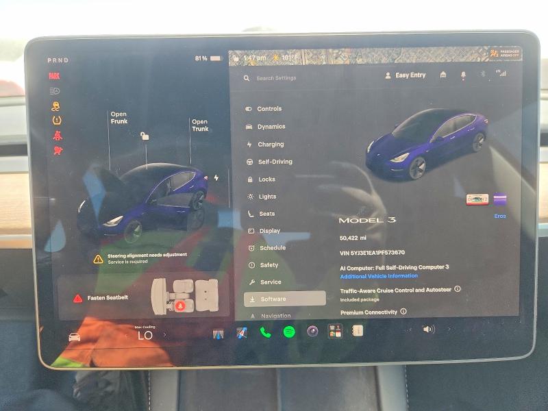 2023 Tesla Model 3 მანქანა იყიდება აუქციონზე, vin: 5YJ3E1EA1PF573670, აუქციონის ნომერი: 62819316