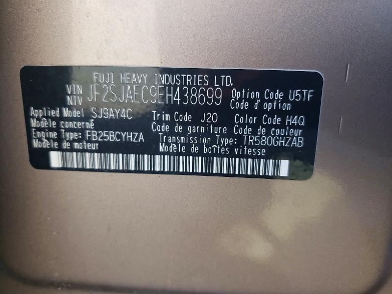 63663056 :رقم المزاد ، JF2SJAEC9EH438699 vin ، 2014 Subaru Forester مزاد بيع